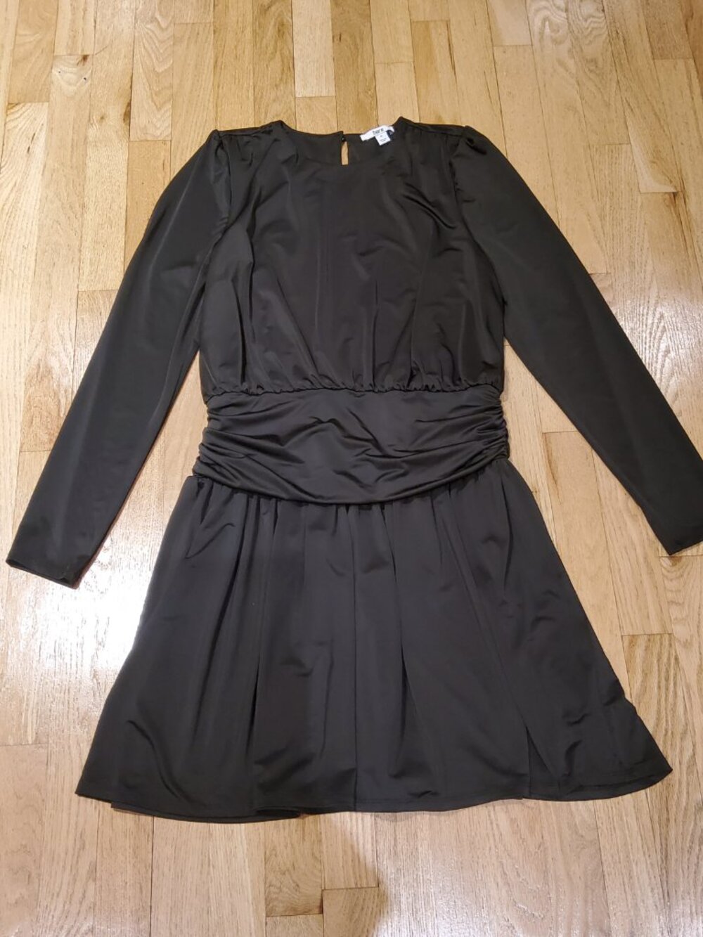 NWOT Bar III Women's Ruched Mini Dress Deep Black Long Sleeve Size M